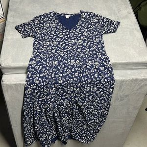 J Crew Paisley navy and white smock dress